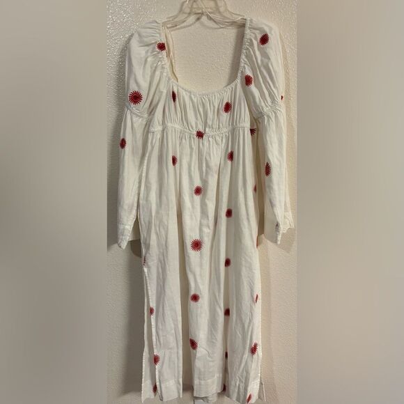 FREE PEOPLE Emory Embroidered Midi Dress in Ivory Combo NWOT - Picture 5 of 8